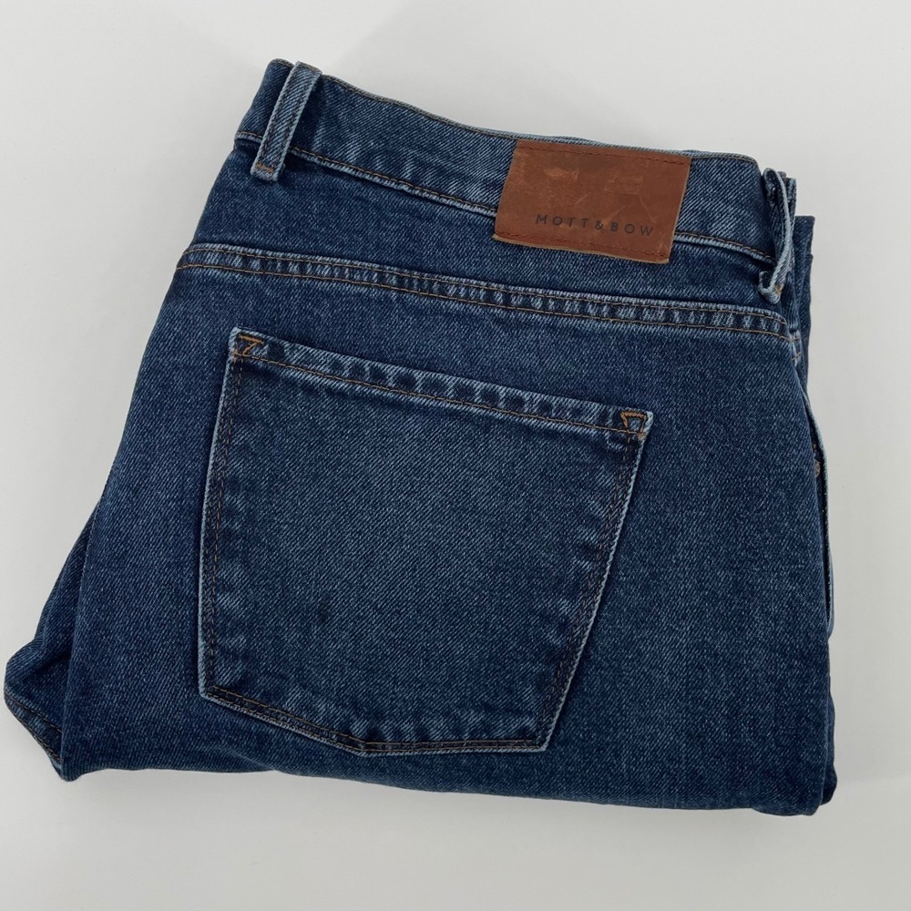 Mott & Bow Men's Straight Leg Jeans W35 L32 Dark Wash Indigo Blue Stretch Denim